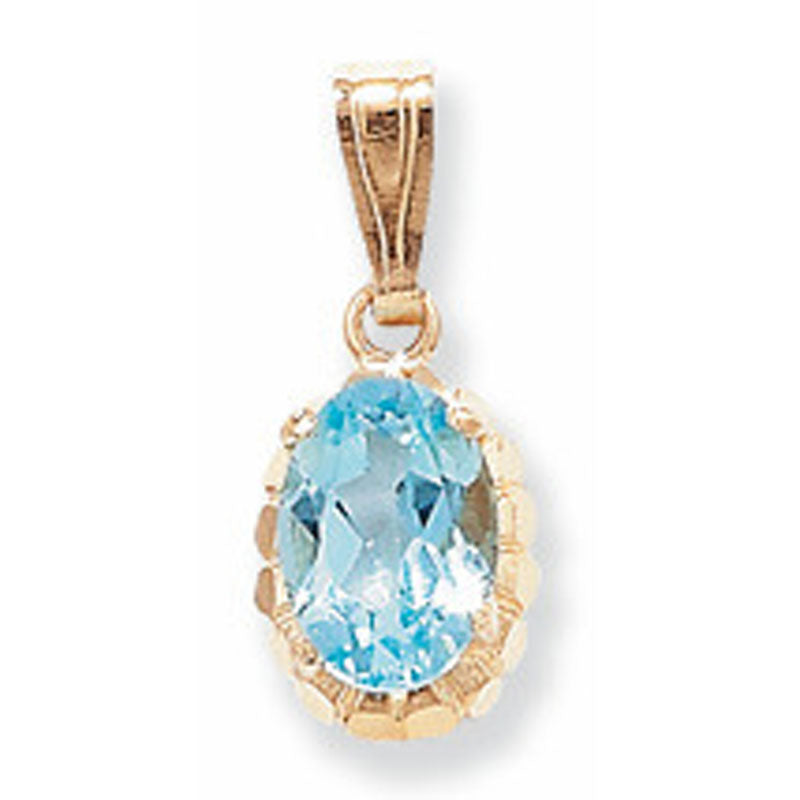 9ct Light Blue CZ Oval Pendant