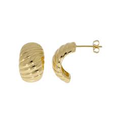 Burren 18ct Gold Plated Peaches & Cream Bubble Twist Huggie Earring