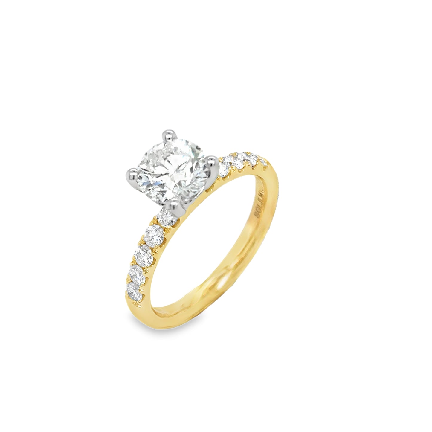 18ct Yellow Gold Round Brilliant Cultured Diamond Ring with Cultured Diamond Shoulders 2.00ct