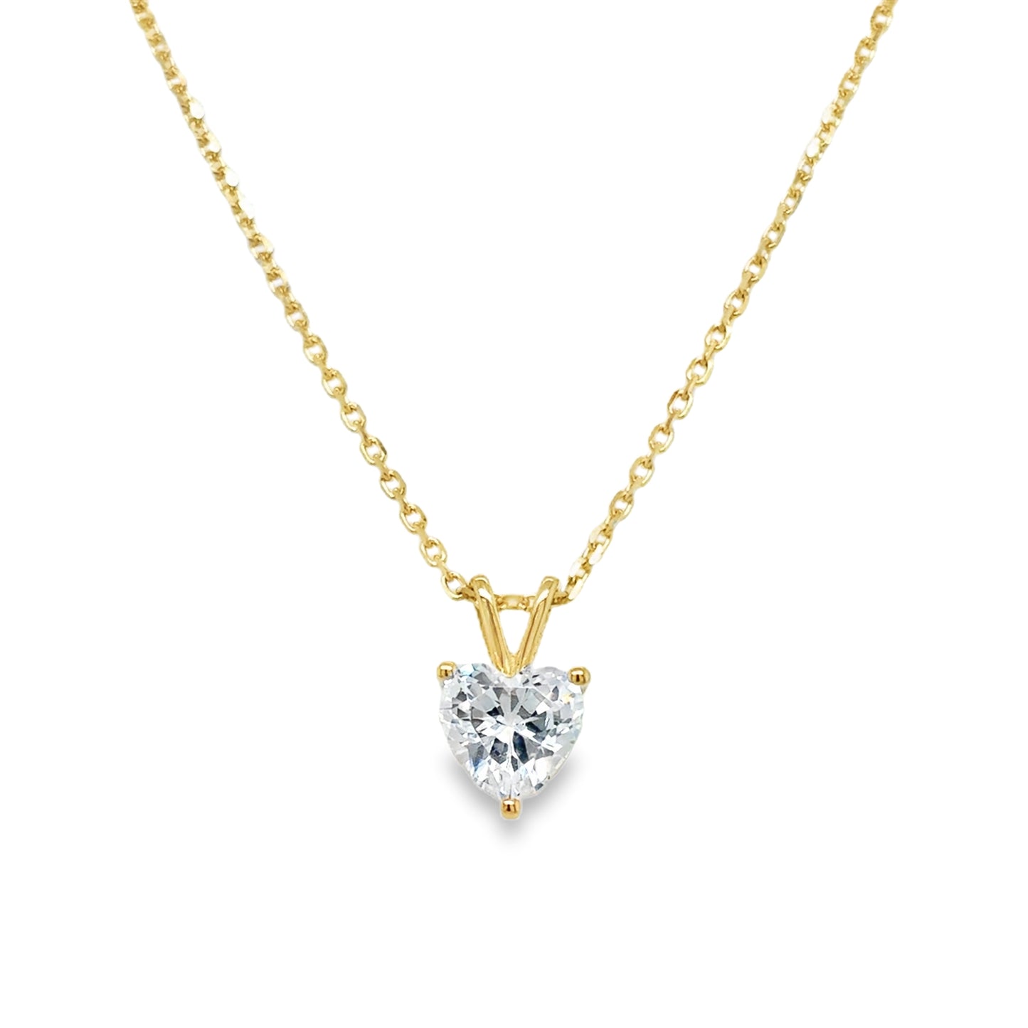 9ct CZ Solitaire Heart Pendant With Split Baile