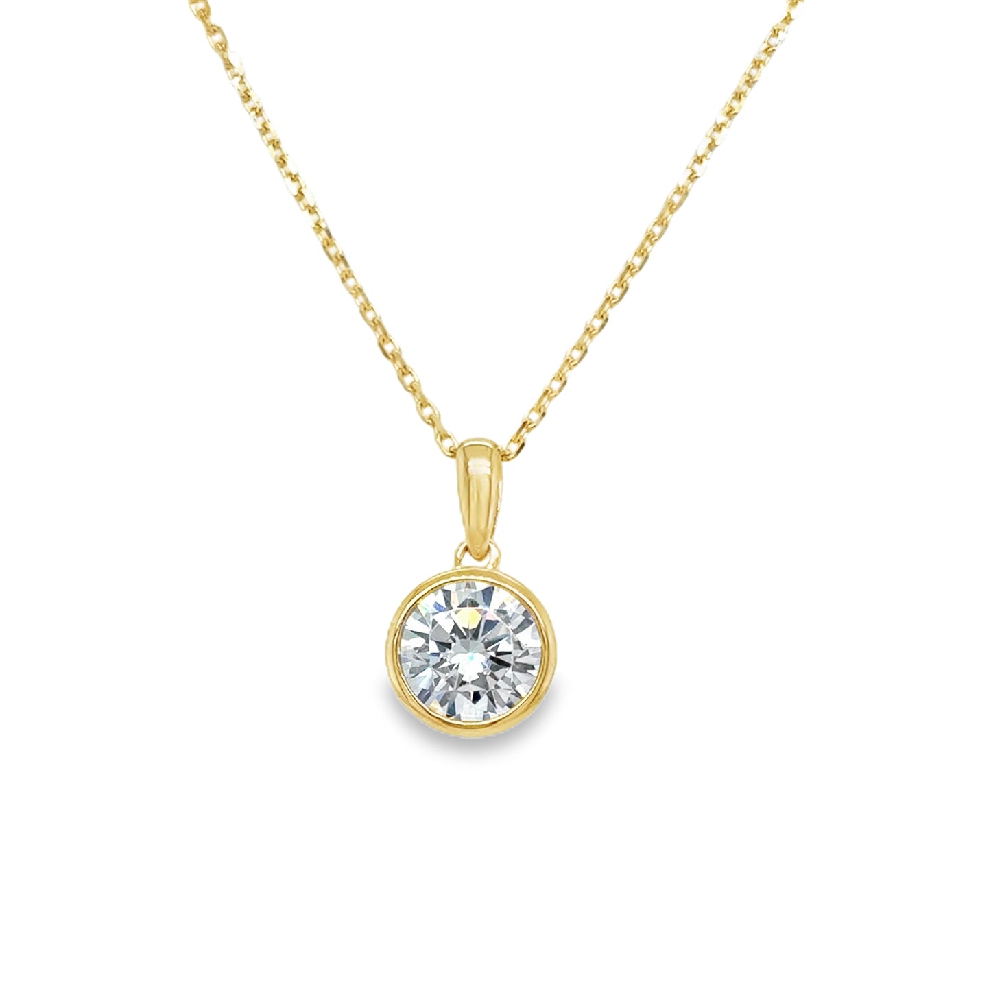 9ct 8mm CZ Rubover Solitaire Pendant