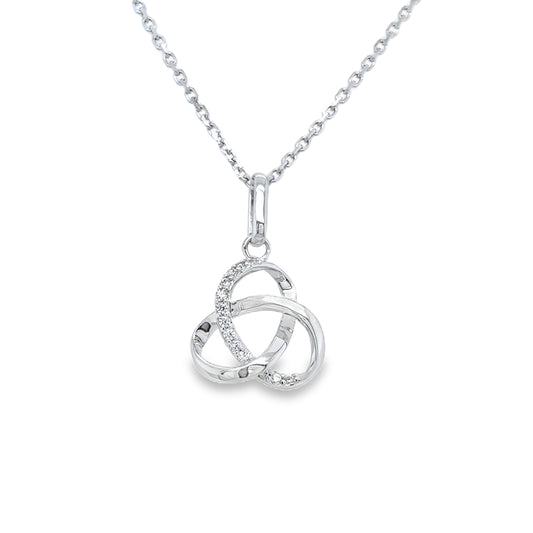 9ct White Gold Open CZ Knot Pendant