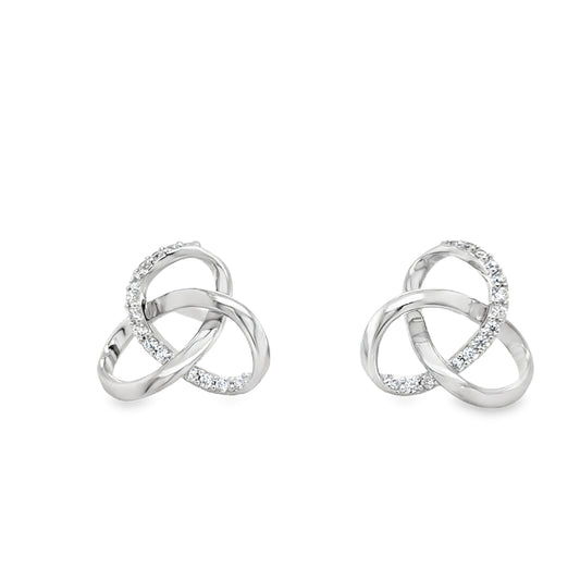 9ct White Gold CZ Open Knot Stud Earrings