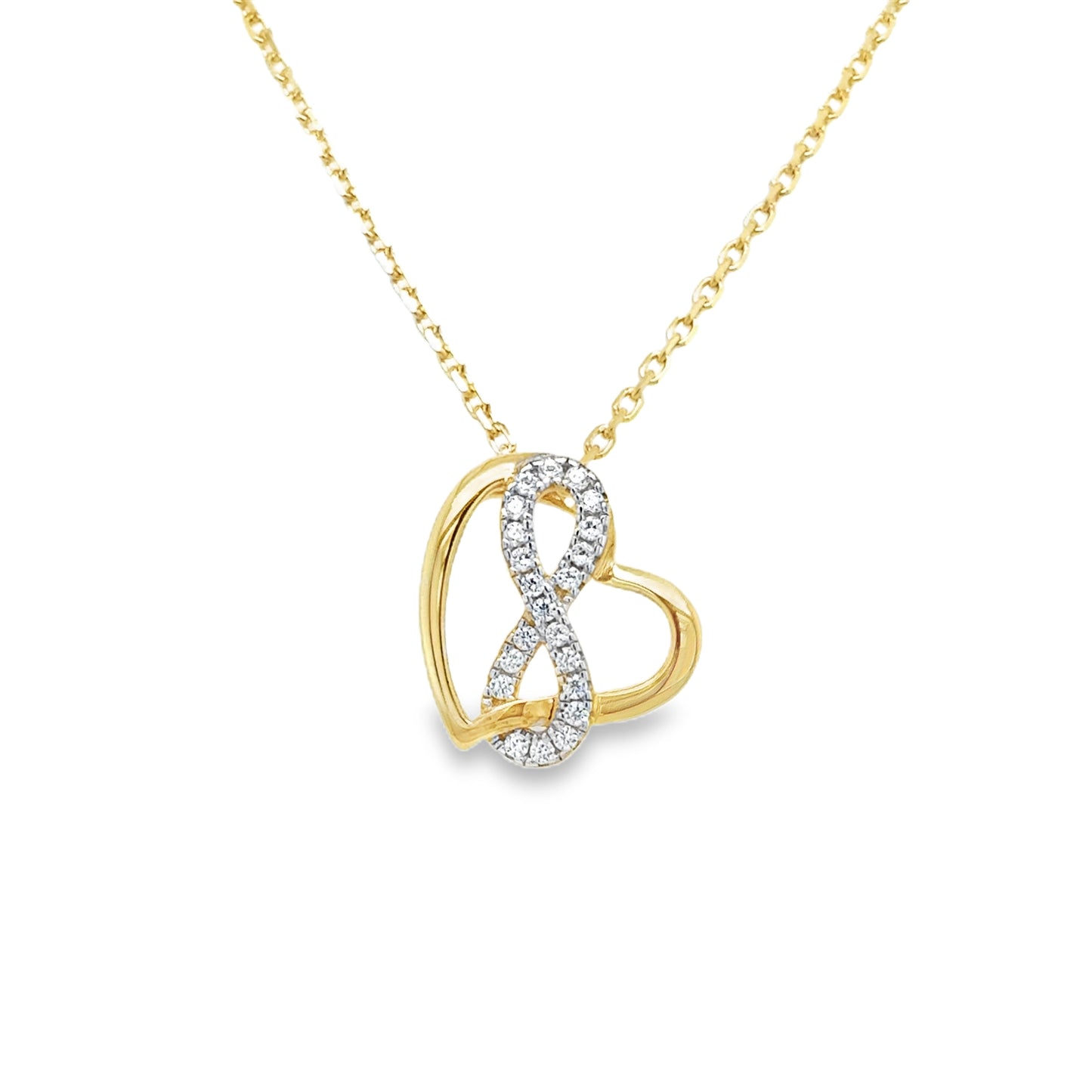 9ct CZ Heart & Infinity Necklet