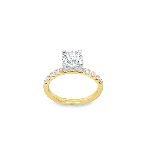 18ct Yellow Gold Round Brilliant Cultured Diamond Ring with Cultured Diamond Shoulders 2.00ct