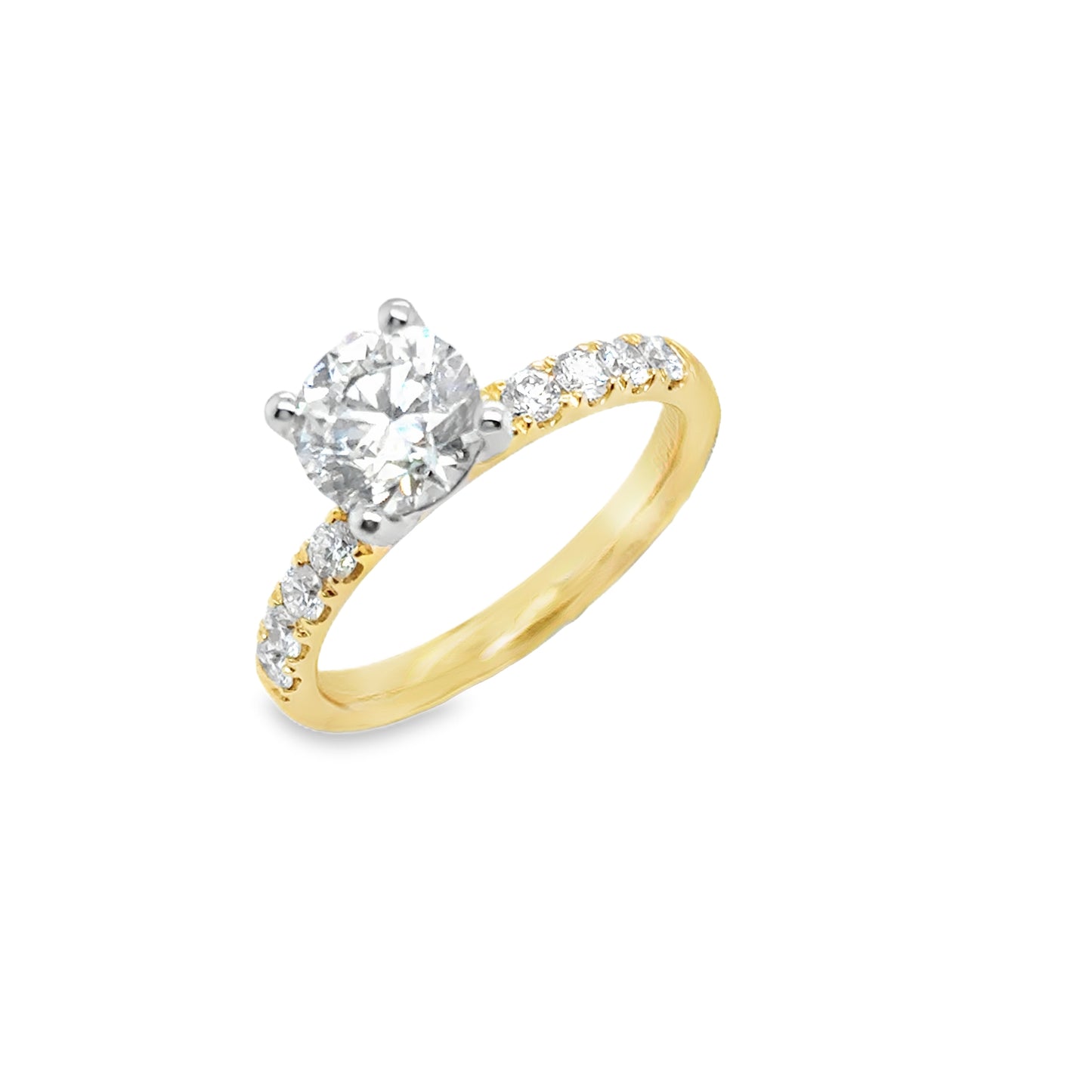 18ct Yellow Gold Round Brilliant Cultured Diamond Ring with Cultured Diamond Shoulders 2.00ct