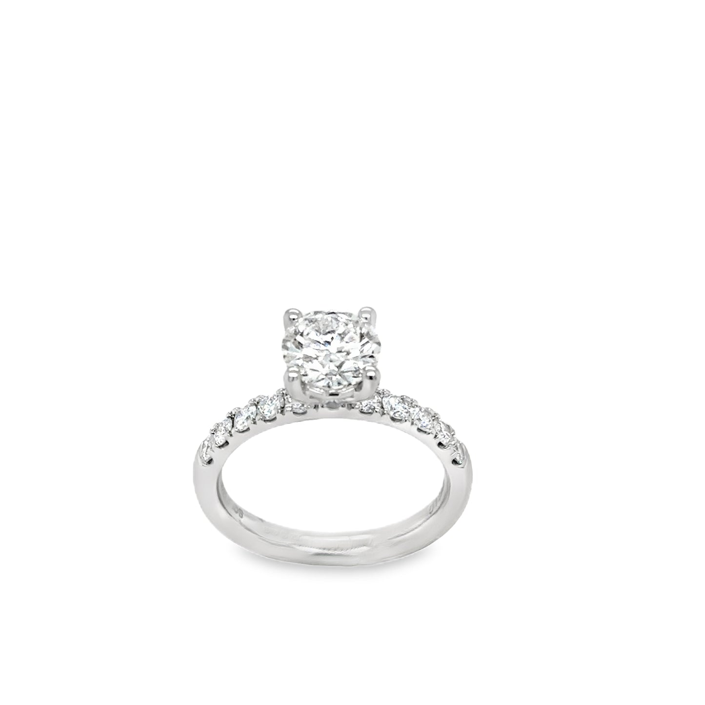 Platinum Round Brilliant Cultured Diamond Ring with Cultured Diamond Shoulders 2.00ct