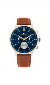 Gents Two Tone Tommy Hilfiger Tyson Chronograph Watch With Brown Strap