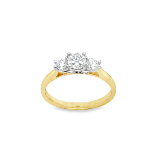 9ct 3 Stone Graduated Round Brilliant Diamond Ring With Platinum Head .75ct