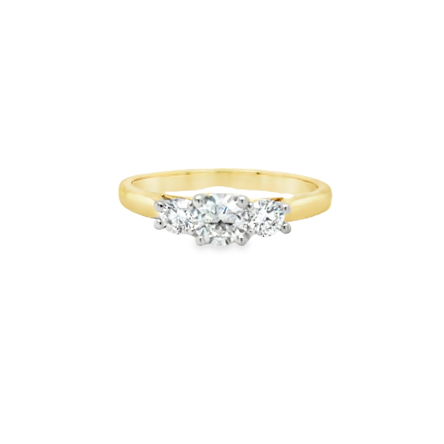 9ct 3 Stone Graduated Round Brilliant Diamond Ring With Platinum Head .75ct