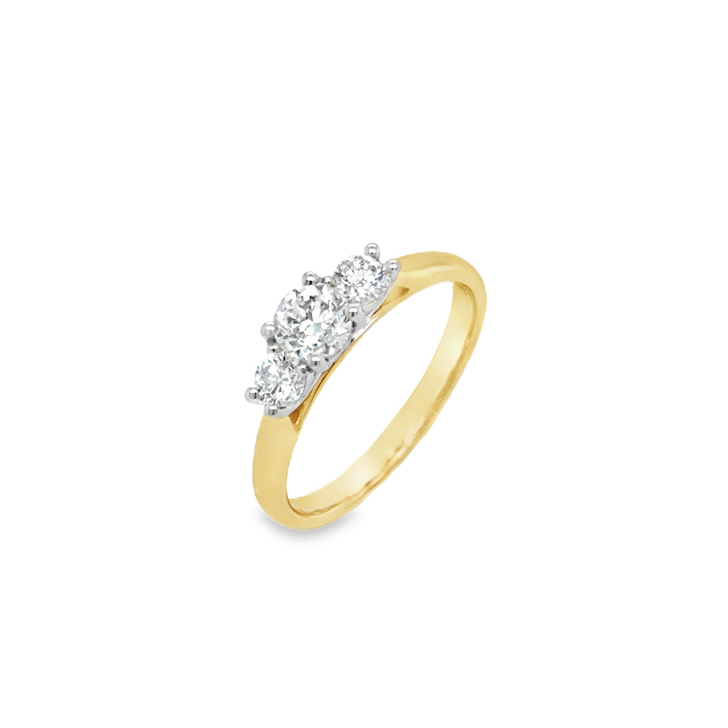9ct 3 Stone Graduated Round Brilliant Diamond Ring With Platinum Head .75ct