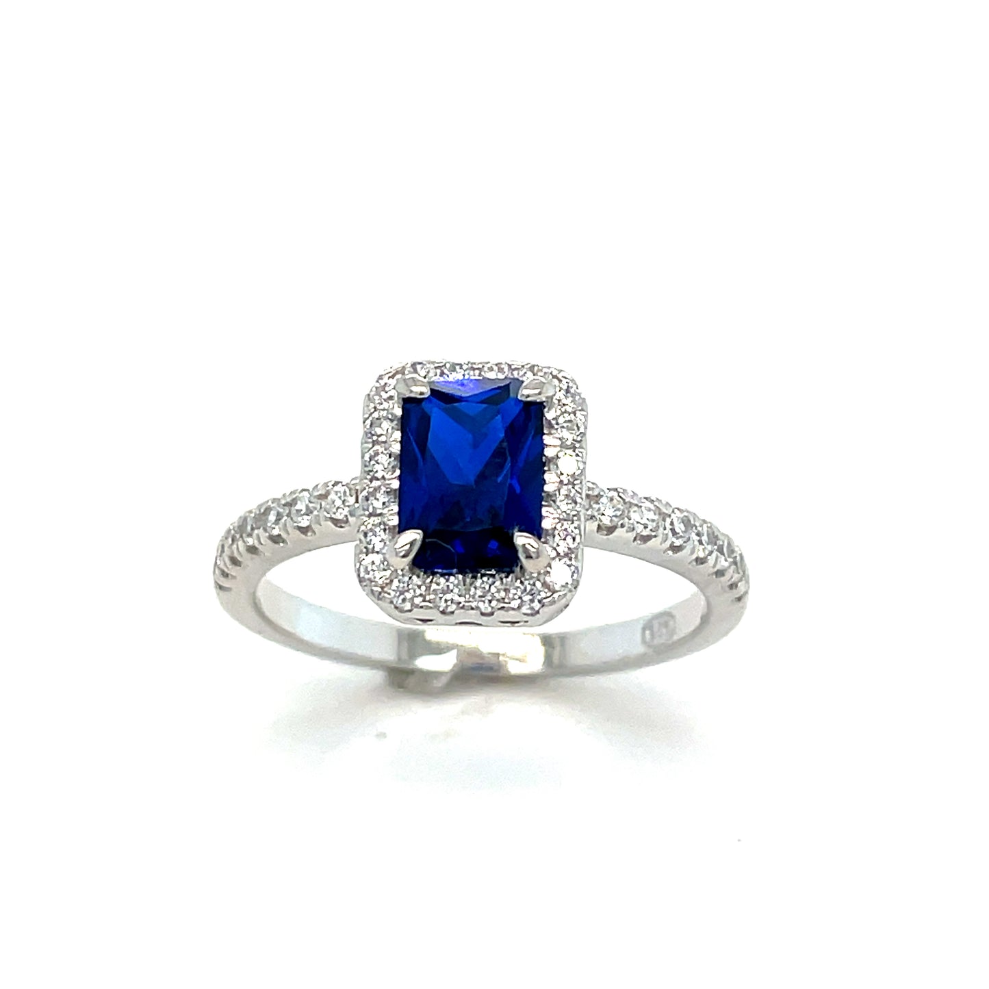 Sterling Silver Blue Stone Cubic Zirconia Ring