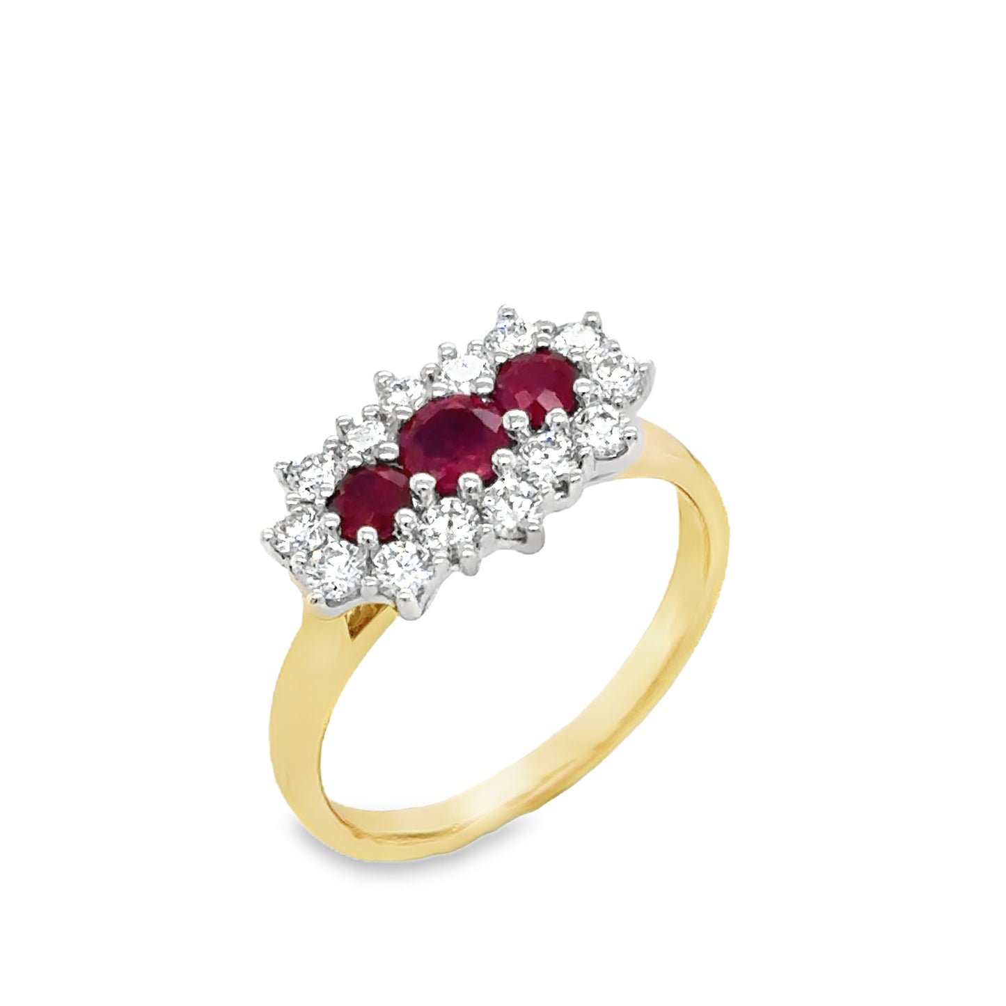 9ct Ruby And Diamond Long Cluster .50ct Ring