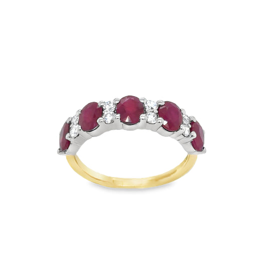 9ct 5 Stone Ruby & Diamond Ring .25ct
