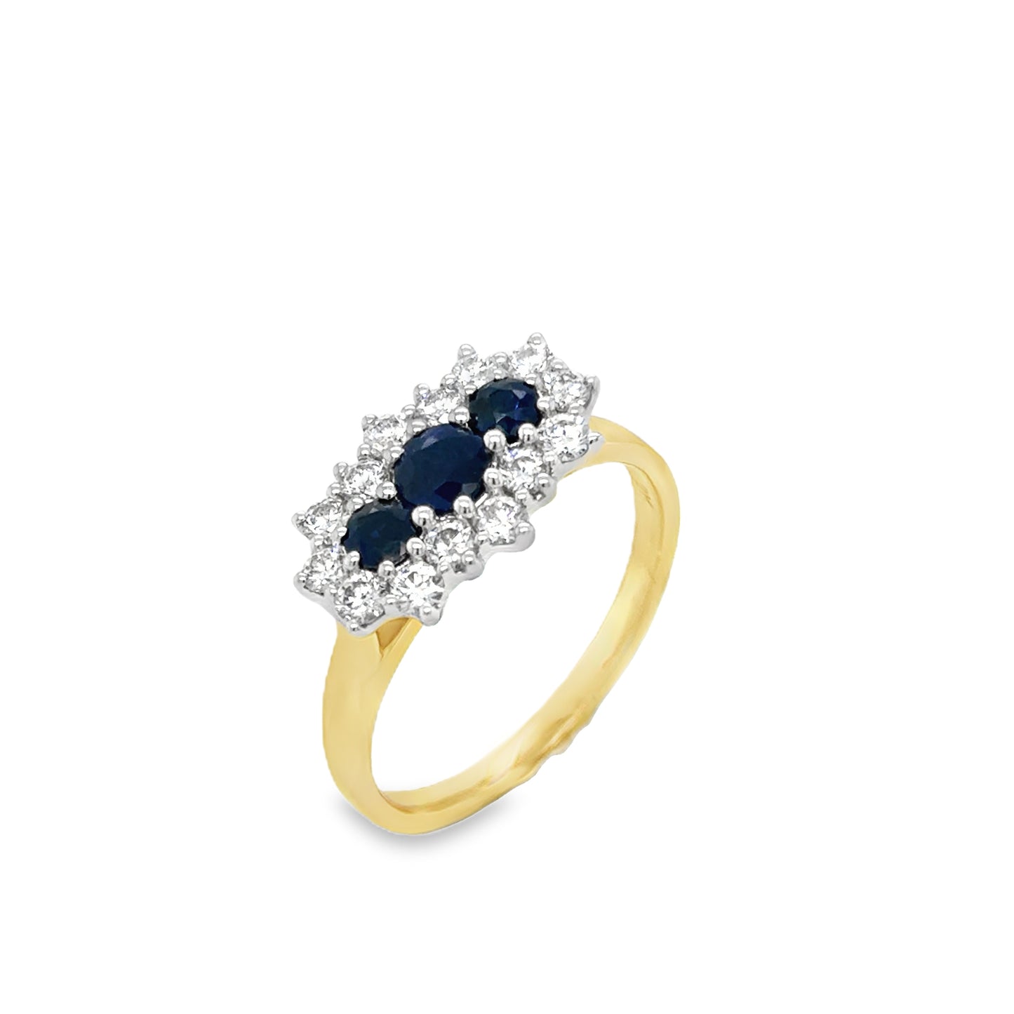 9ct Sapphire & Diamond Boat Cluster Ring .52ct