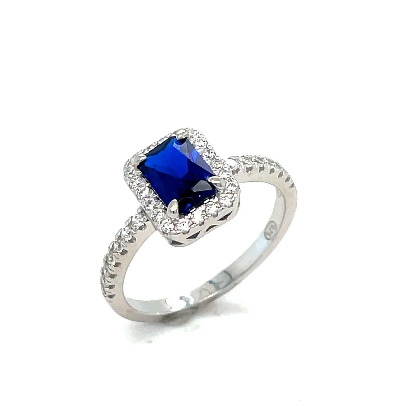 Sterling Silver Blue Stone Cubic Zirconia Ring