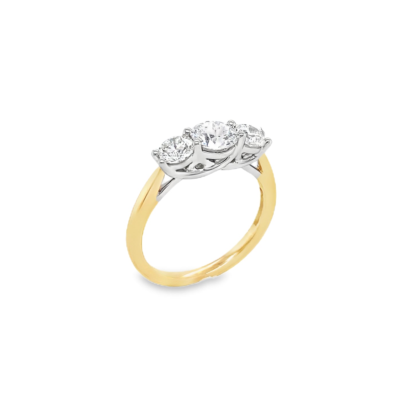 18ct 3 Stone Round Brilliant Claw Set Diamond Ring .70ct