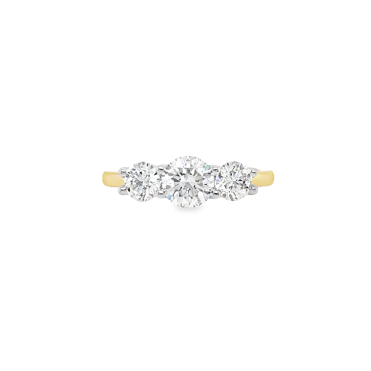 18ct 3 Stone Round Brilliant Claw Set Diamond Ring .70ct