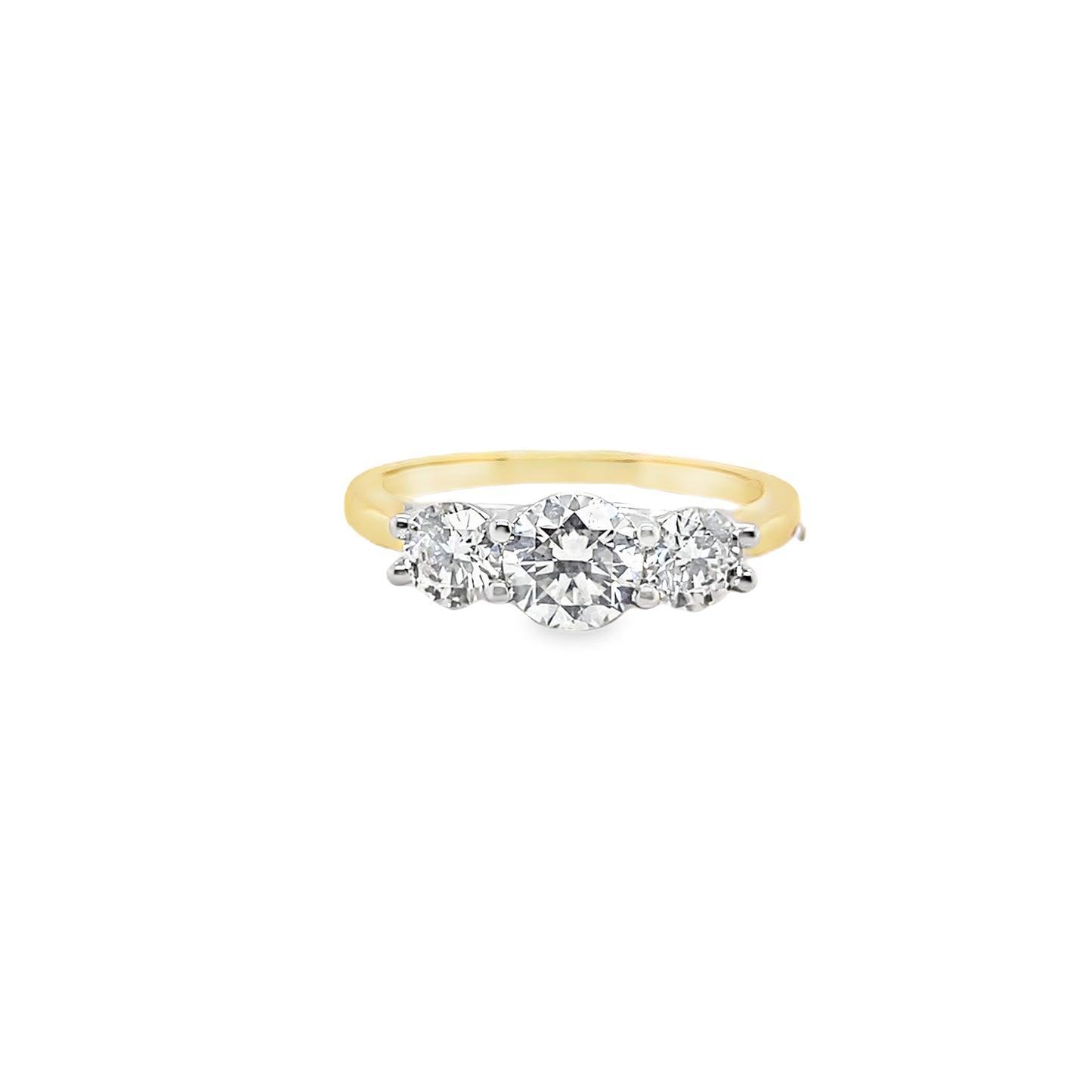 18ct 3 Stone Round Brilliant Claw Set Diamond Ring .70ct