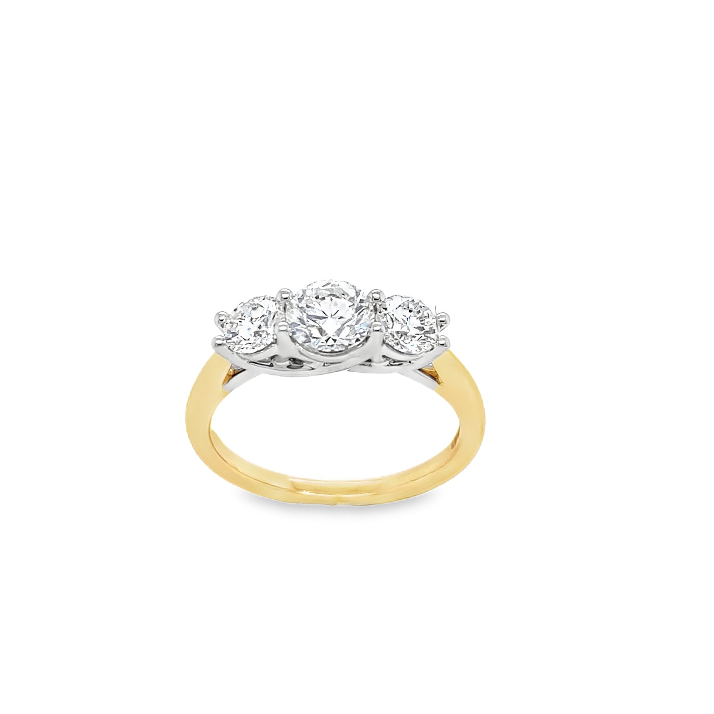 18ct 3 Stone Round Brilliant Claw Set Diamond Ring .70ct