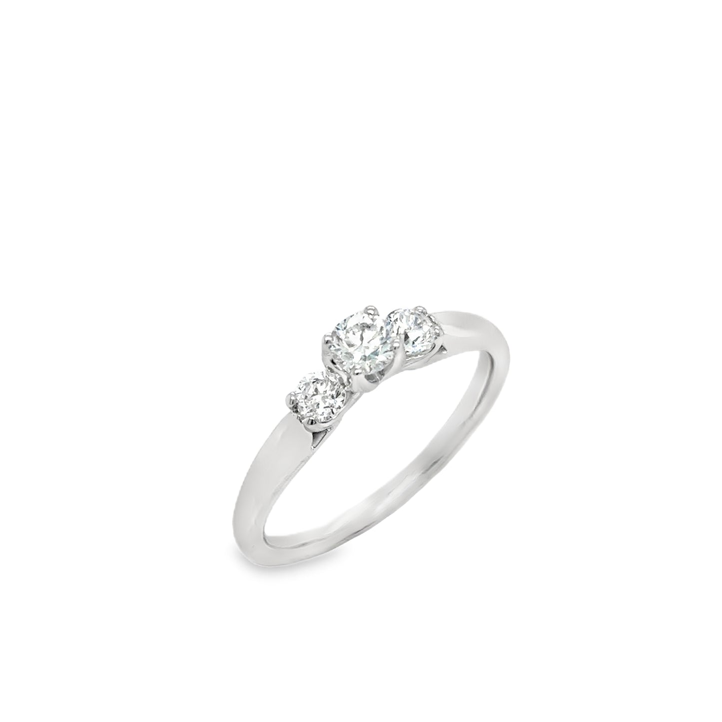 Platinum Three Stone Round Brilliant Diamond Ring .50ct
