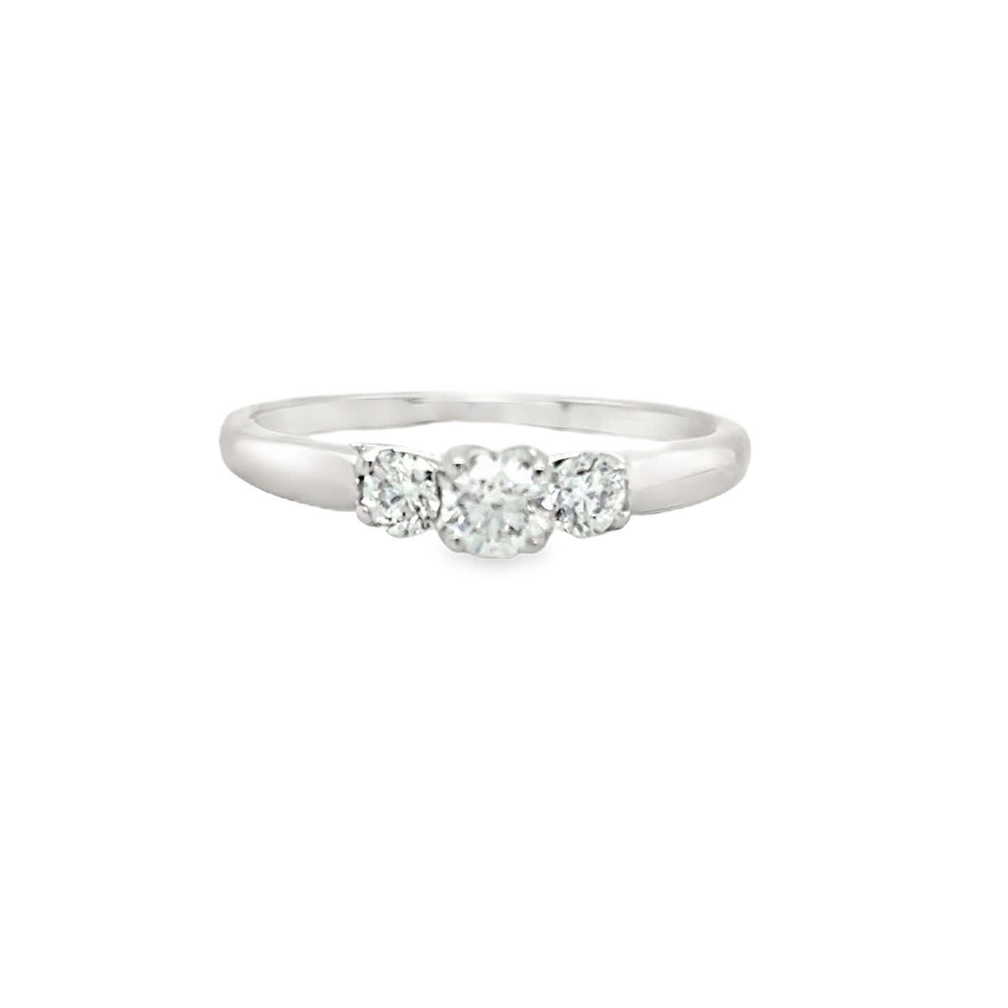 Platinum Three Stone Round Brilliant Diamond Ring .50ct