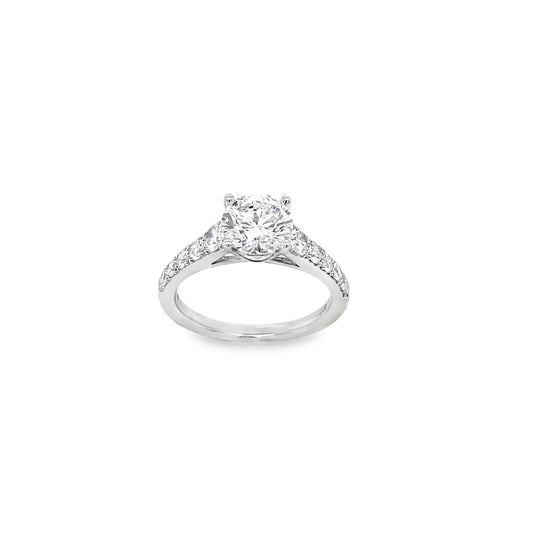 Platinum Solitaire Round Brilliant Cultured Diamond Ring With Stone Set Shoulders 2.16ct