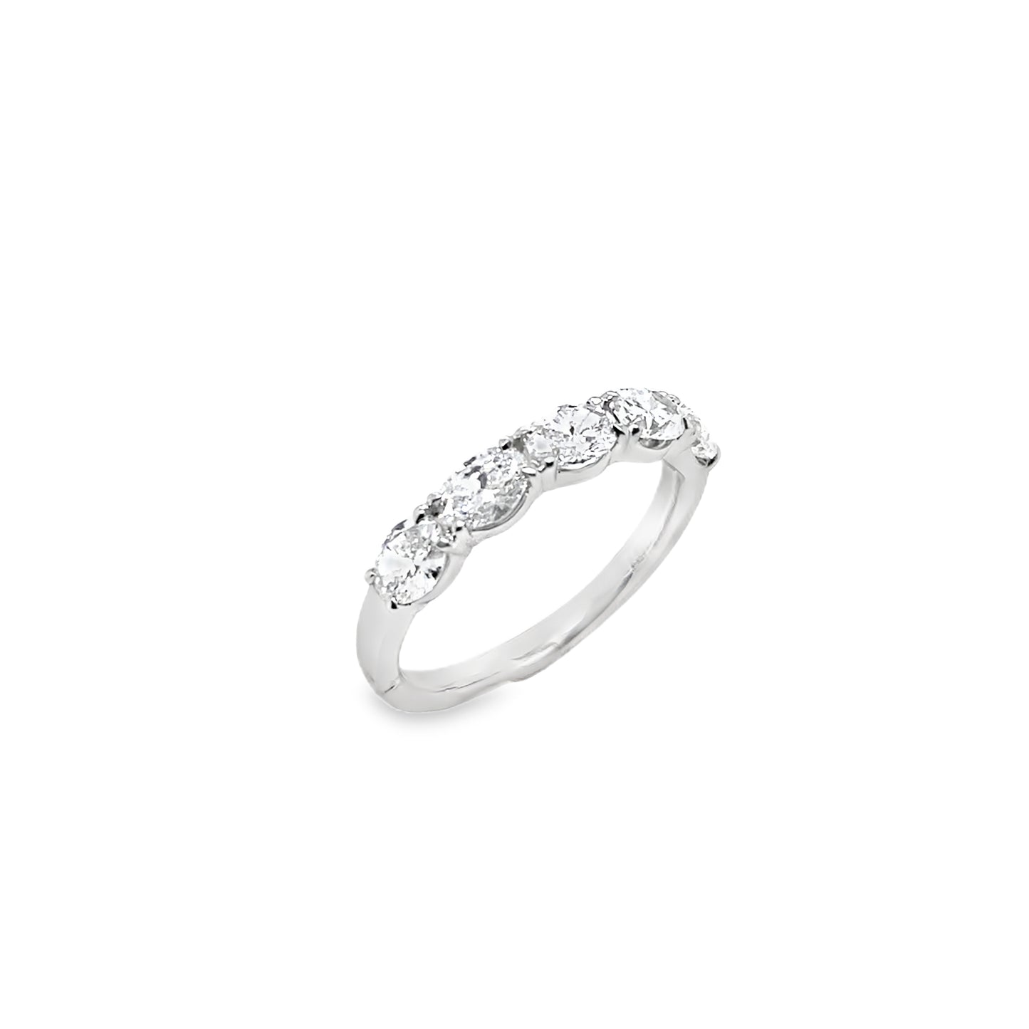Platinum 5 Stone Eternity Oval Claw Set East/West Cultured Diamond Ring 1.15ct