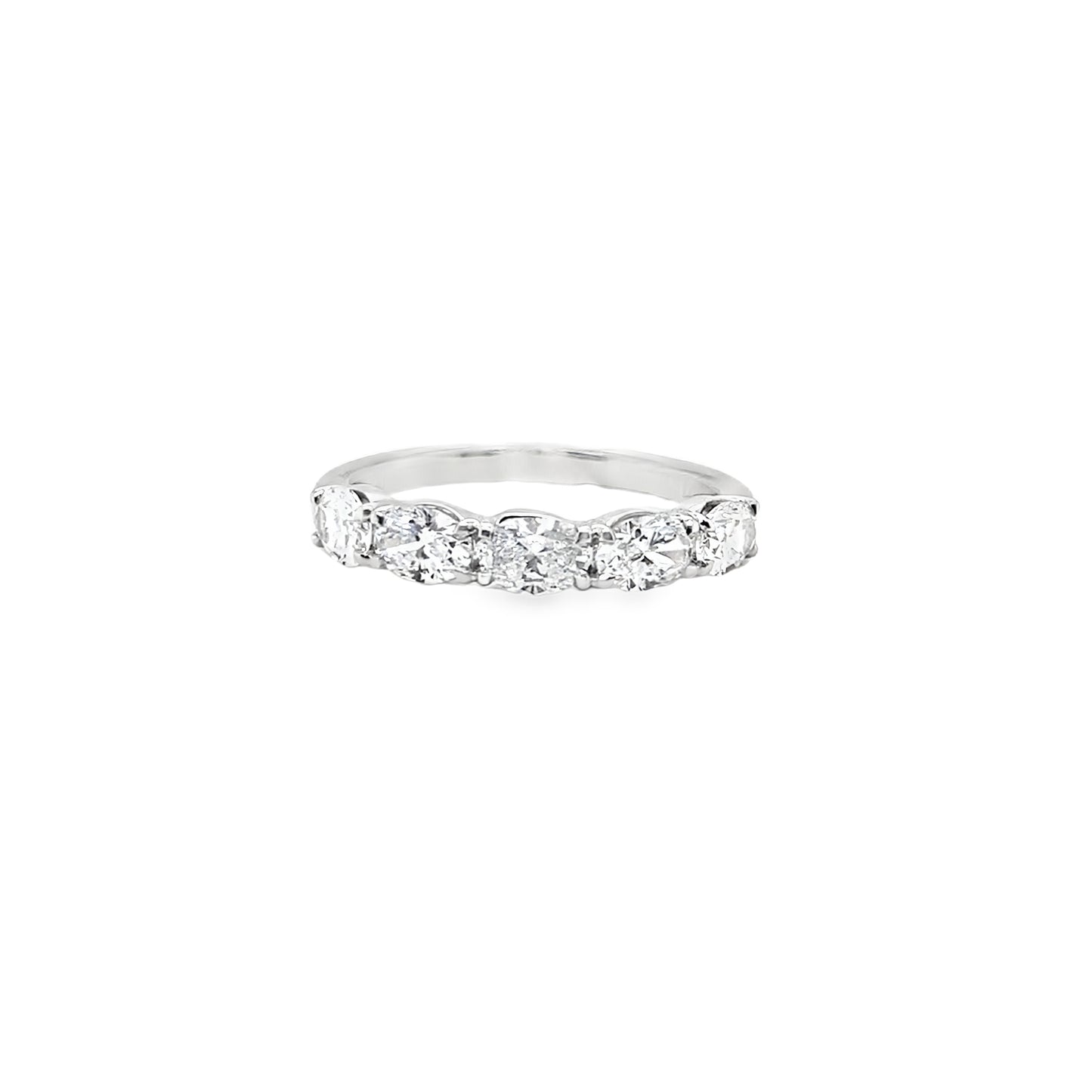Platinum 5 Stone Eternity Oval Claw Set East/West Cultured Diamond Ring 1.15ct