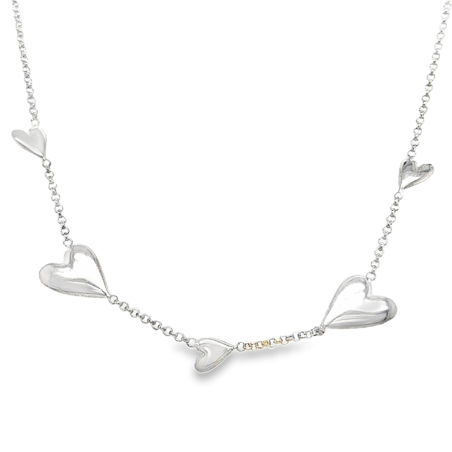 Sterling Silver Heart Scatter Necklet