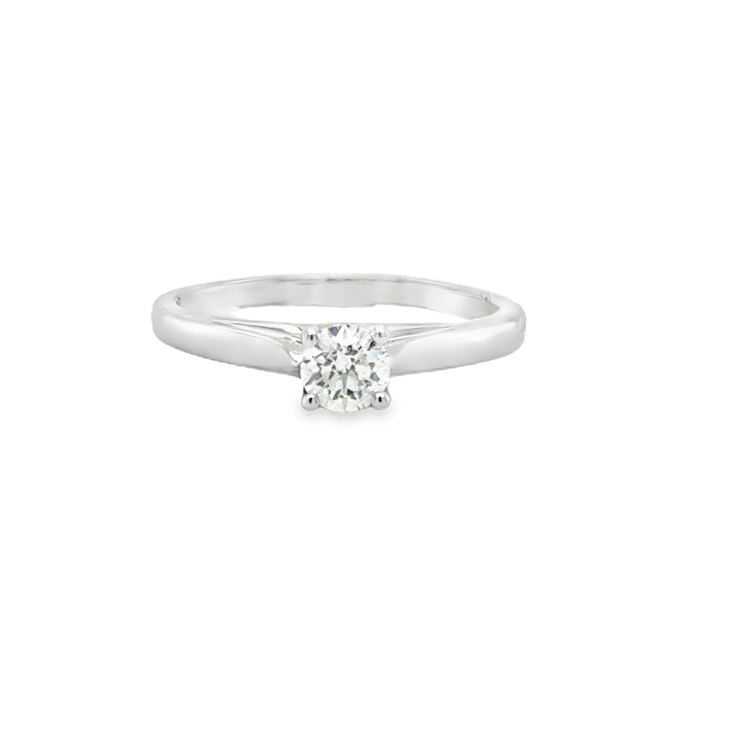 Platinum Round Brilliant 4 Claw Solitaire Diamond Ring .33ct