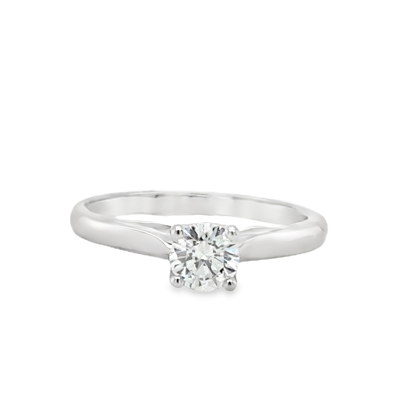 Platinum Round Brilliant 4 Claw Solitaire Diamond Ring .50ct