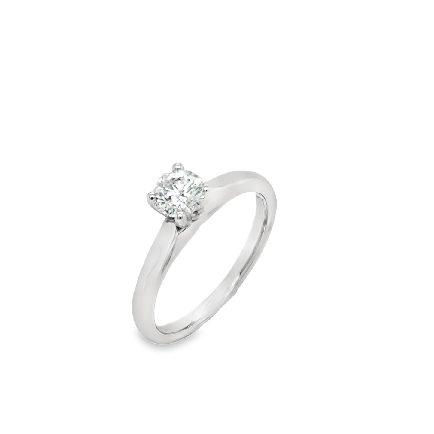 Platinum Round Brilliant 4 Claw Solitaire Diamond Ring .50ct
