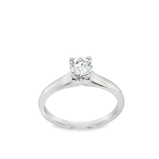 Platinum Round Brilliant 4 Claw Solitaire Diamond Ring .50ct