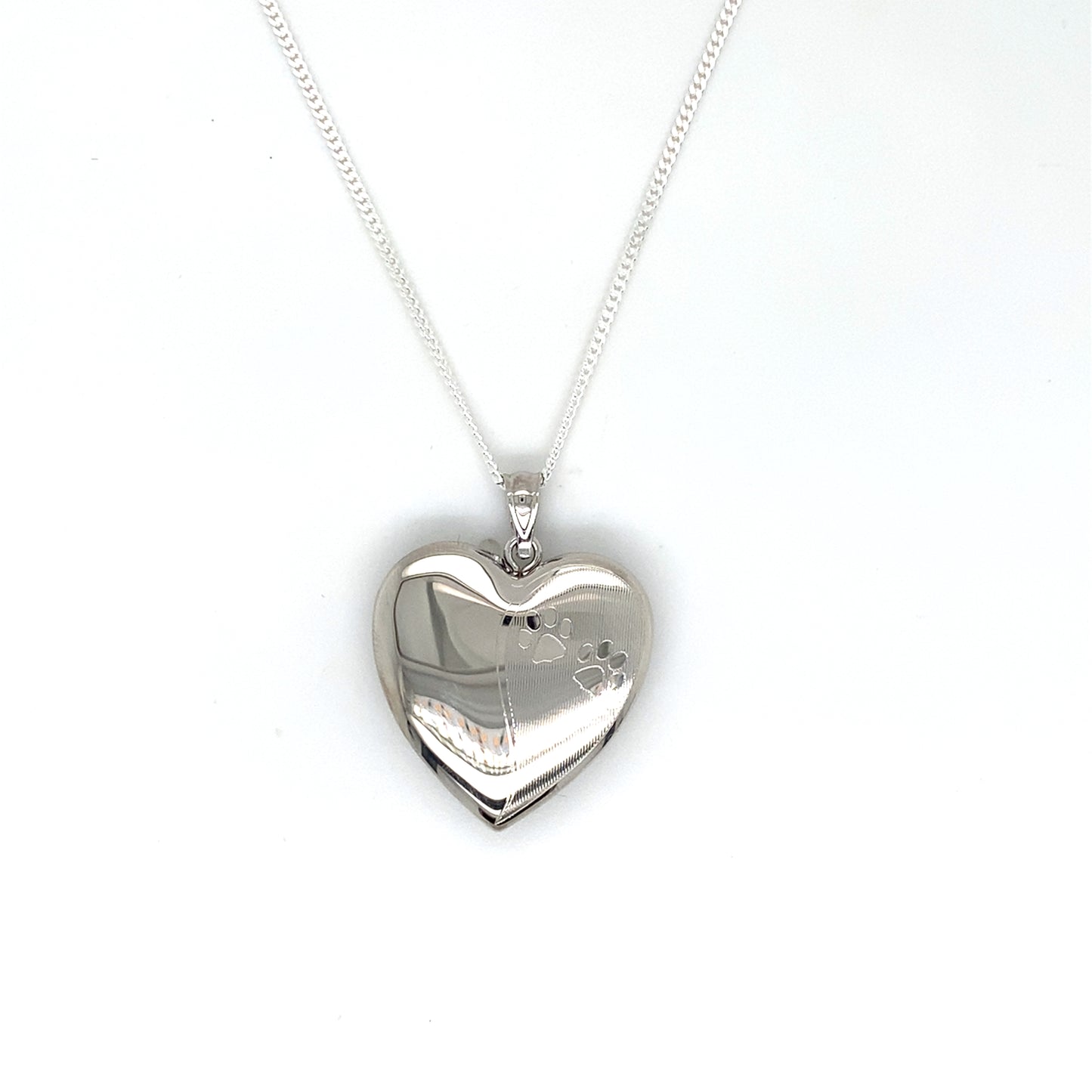 Sterling Silver Heart Ashes Holder Memorial Locket With Engraved Pawprint
