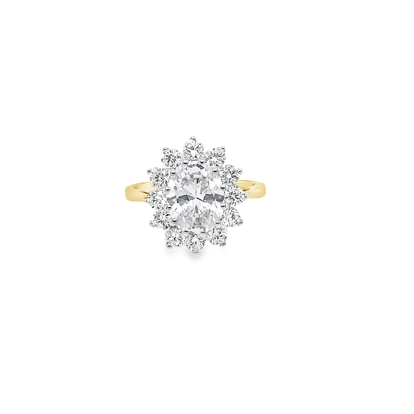 9ct Oval Flower Cluster CZ Ring