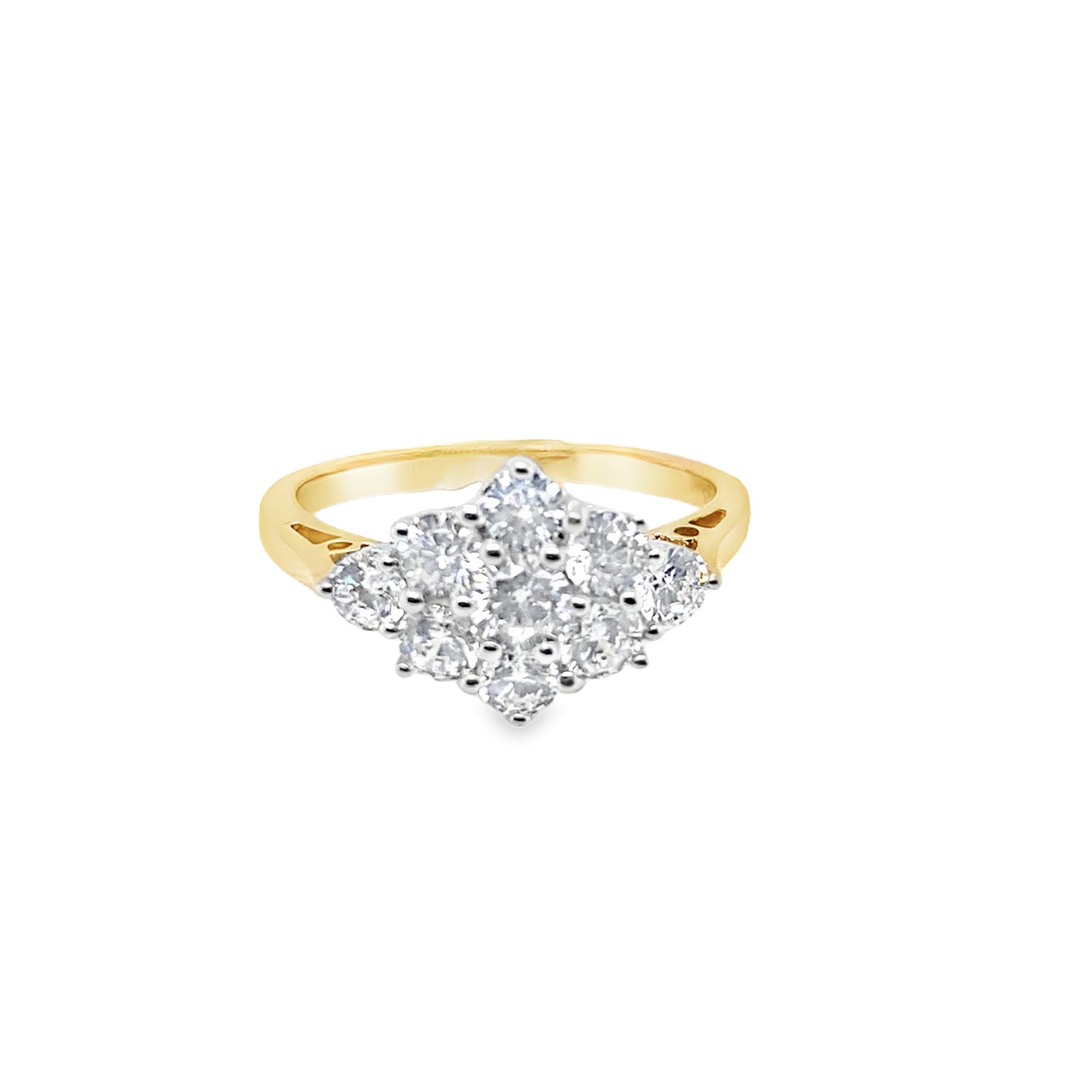 9ct CZ Flower Boat Cluster Ring