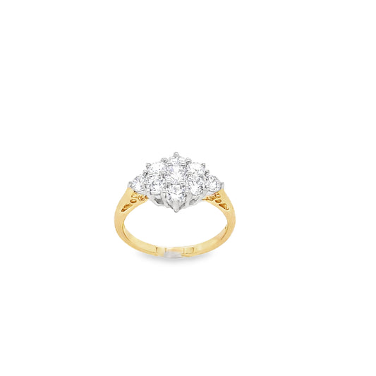 9ct CZ Flower Boat Cluster Ring