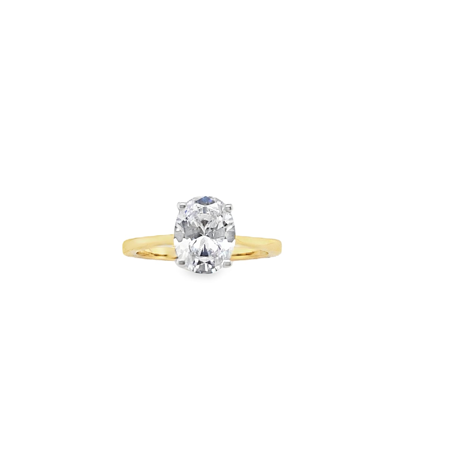 9ct Cubic Zirconia 4 Claw Solitaire Oval Ring