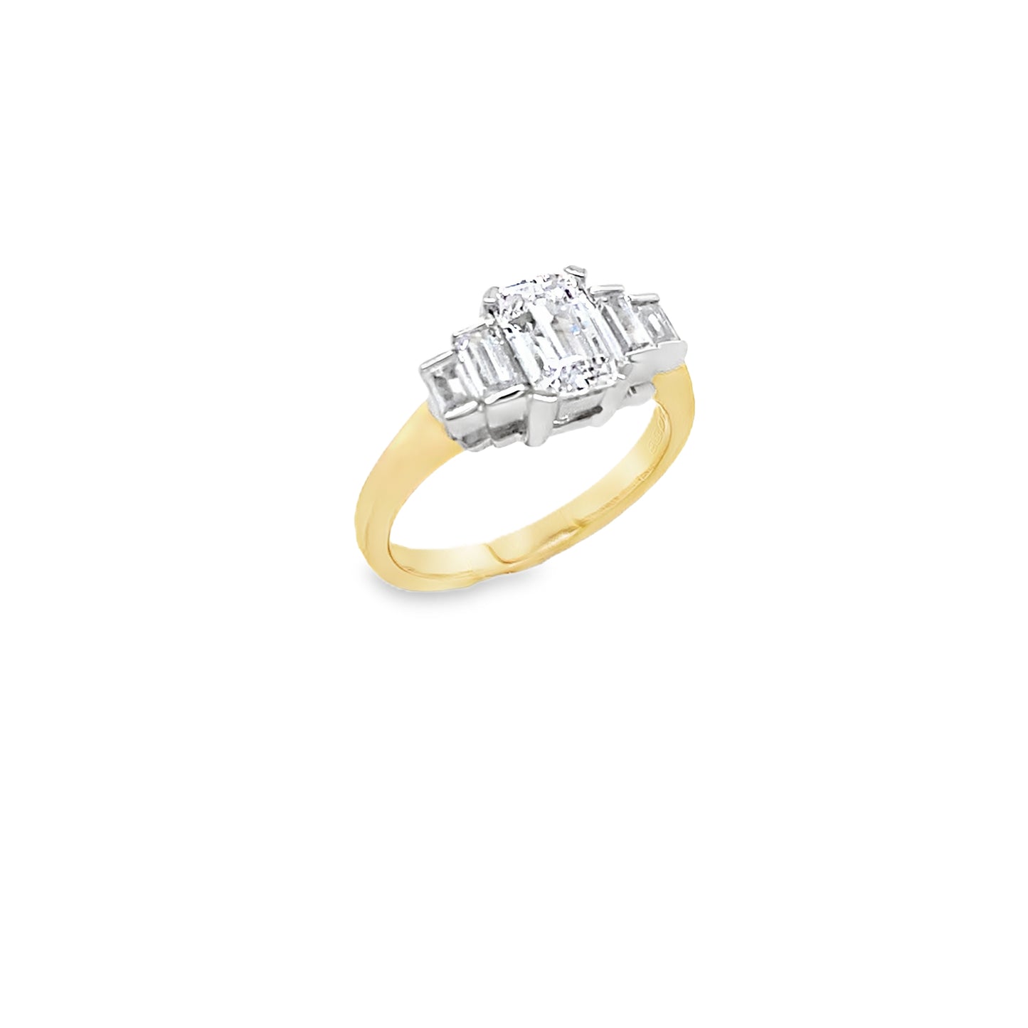9ct 5 Stone Emerald & Baguette Cut CZ Ring