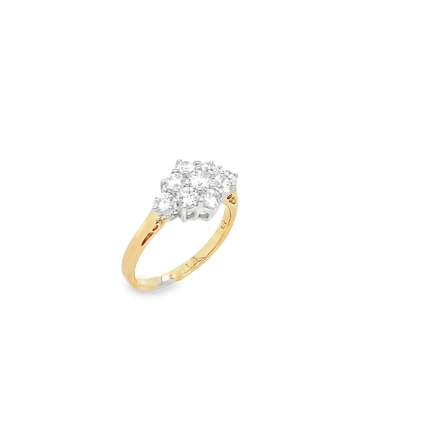9ct CZ Flower Boat Cluster Ring