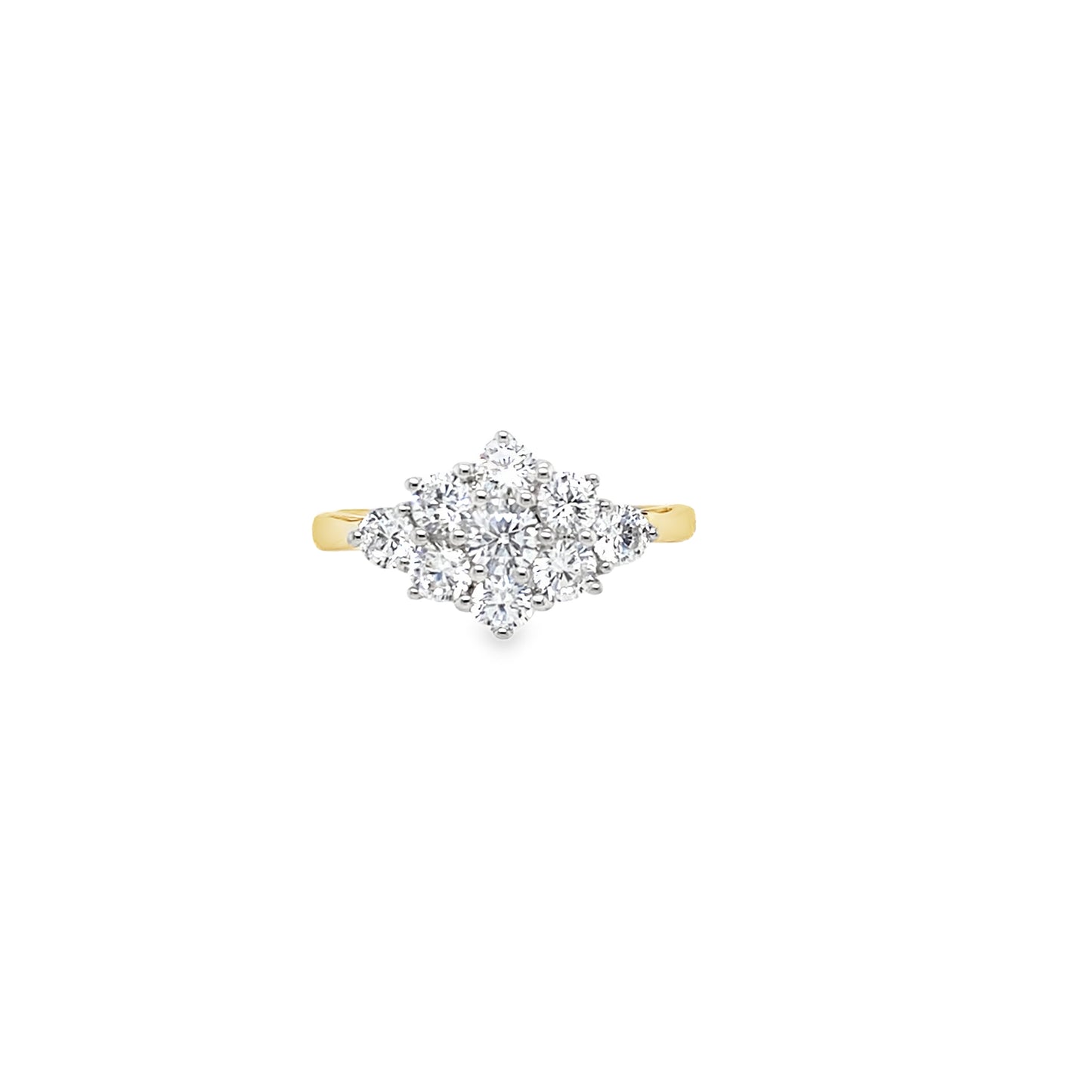 9ct CZ Flower Boat Cluster Ring