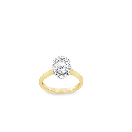 9ct Cubic Zirconia Oval Halo Ring