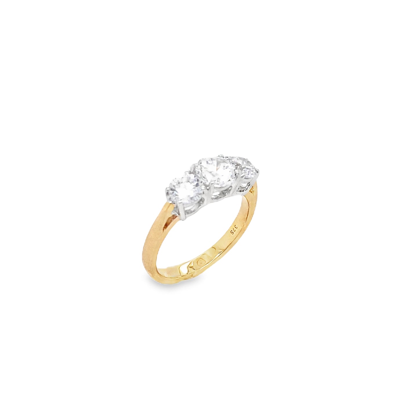 9ct Cubic Zirconia Graduated 3 Stone Oval Ring