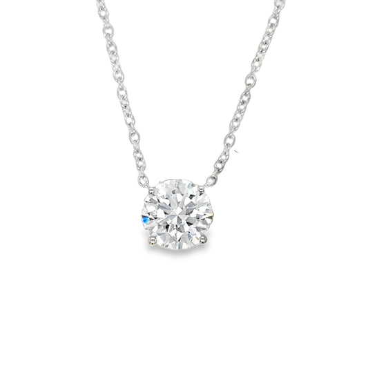 9ct White Gold Round Brilliant Solitaire Cultured Diamond Pendant .50ct