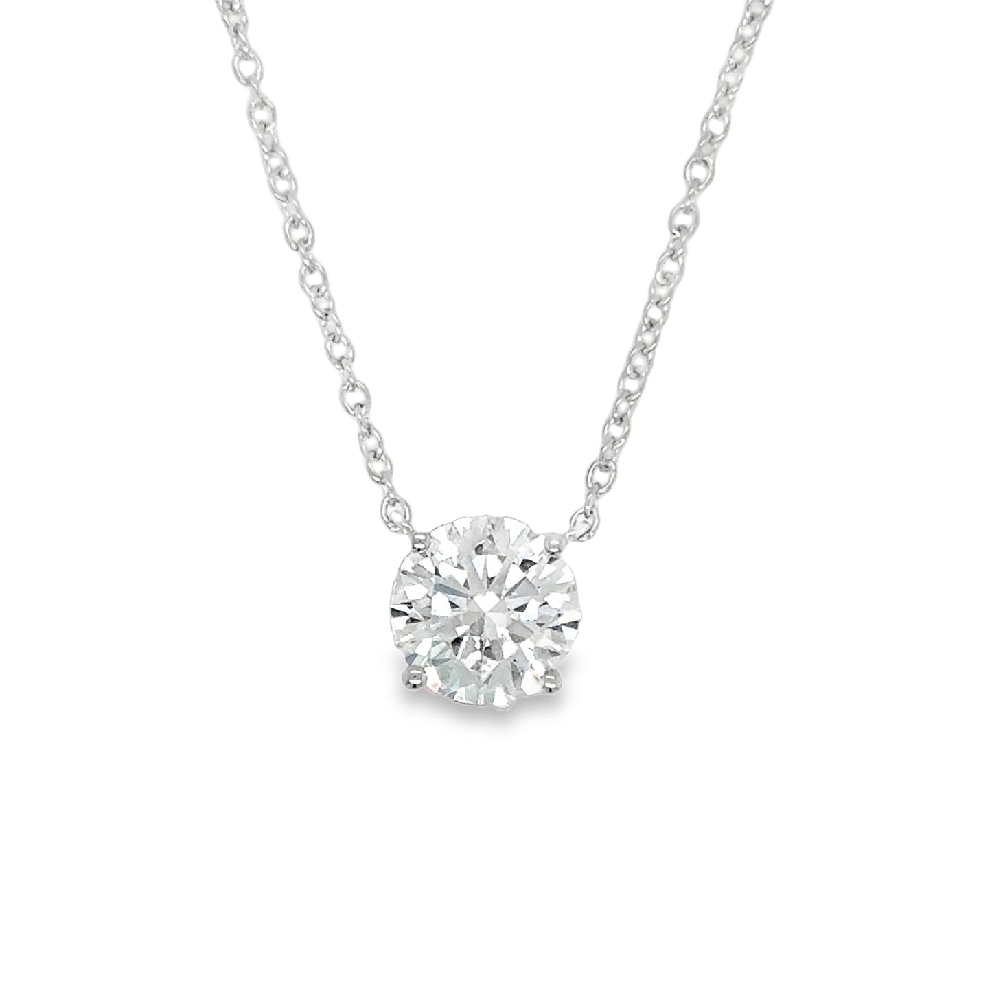 9ct White Gold Round Brilliant Solitaire Cultured Diamond Pendant 1.00ct