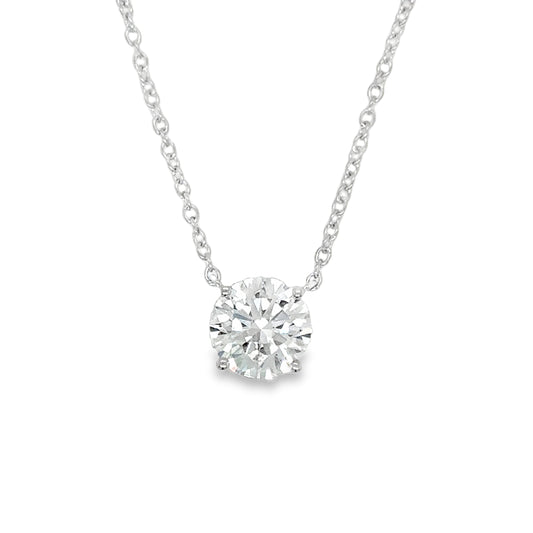 9ct White Gold Round Brilliant Solitaire Cultured Diamond Pendant 1.00ct