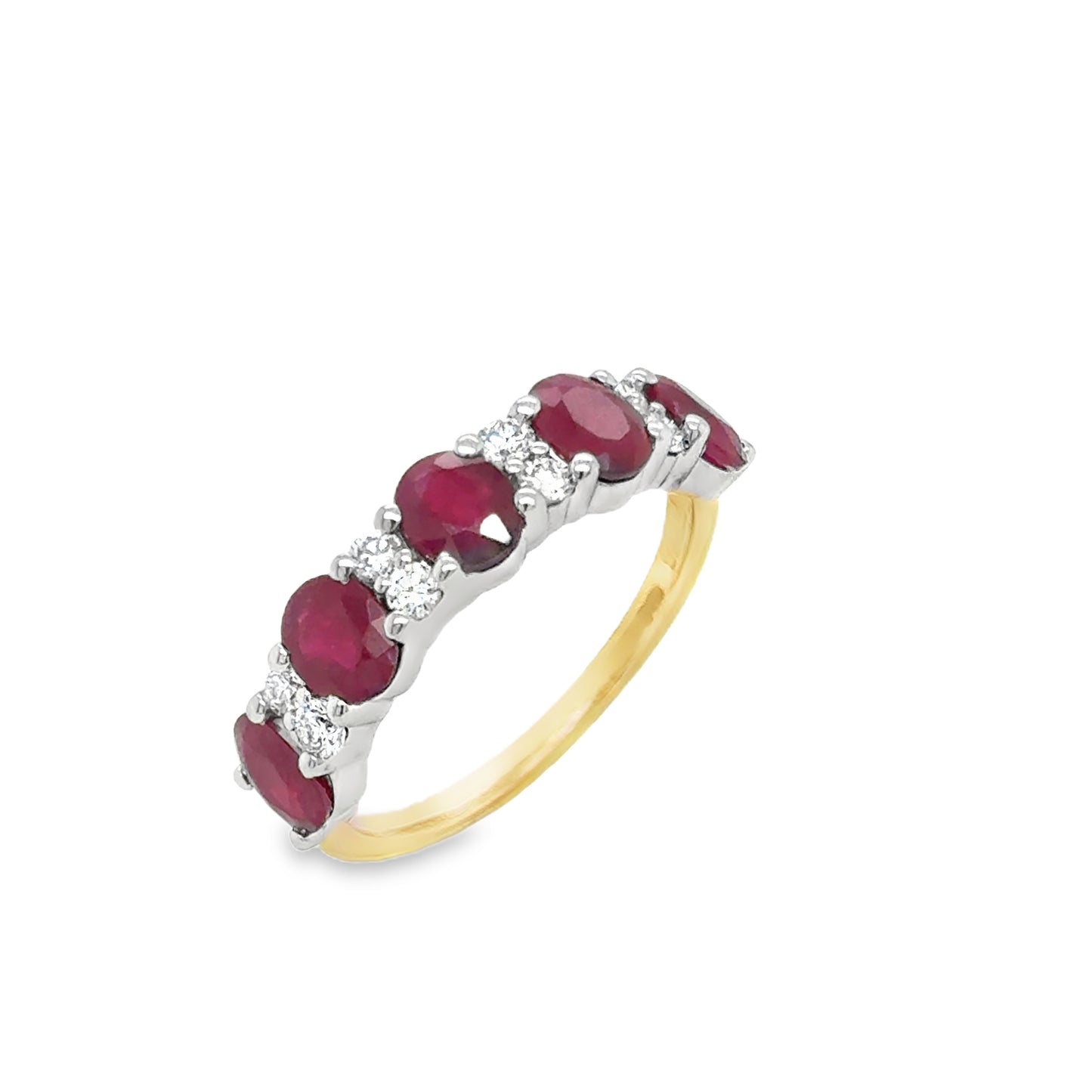 9ct 5 Stone Ruby & Diamond Ring .25ct