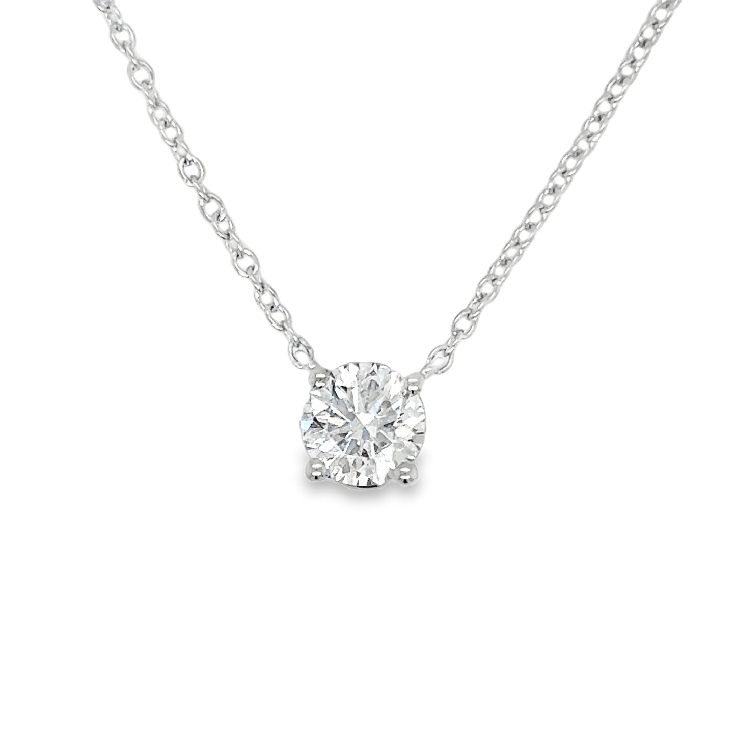 9ct White Gold Round Brilliant Solitaire Cultured Diamond Pendant .50ct