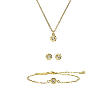 Ted Baker Minnella Gold Plated Rubover CZ Necklet Earring and Bracelet Set
